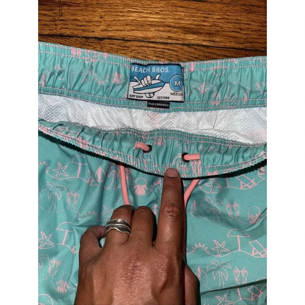 Beach Bros Island Vacation All Over Drawstring Men's Trunks‎ Size M 6.5